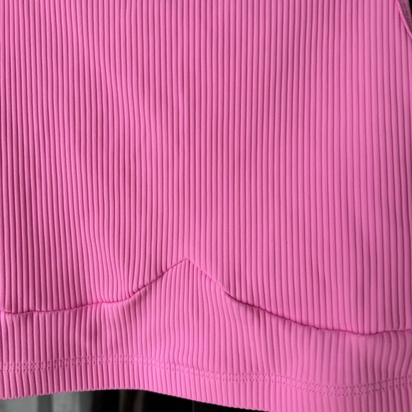 Year of ours ribbed tank crop top workout sports bra barbie pink high mock neck - Picture 2 of 5